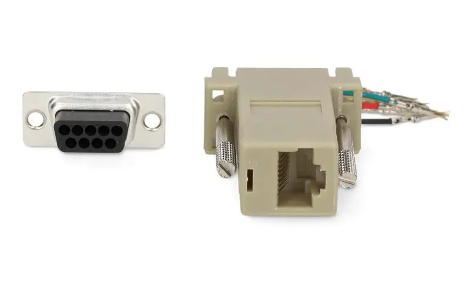 NEDIS serial adaptér/ zásuvka D-SUB 9-Pin - zásuvka RJ45/ pooniklovaný/ slonovinová kost/ blistr