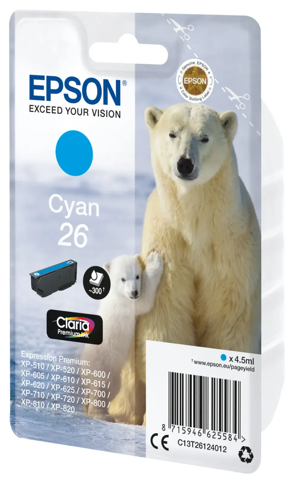 EPSON cartridge T2612 cyan (lední medvěd)