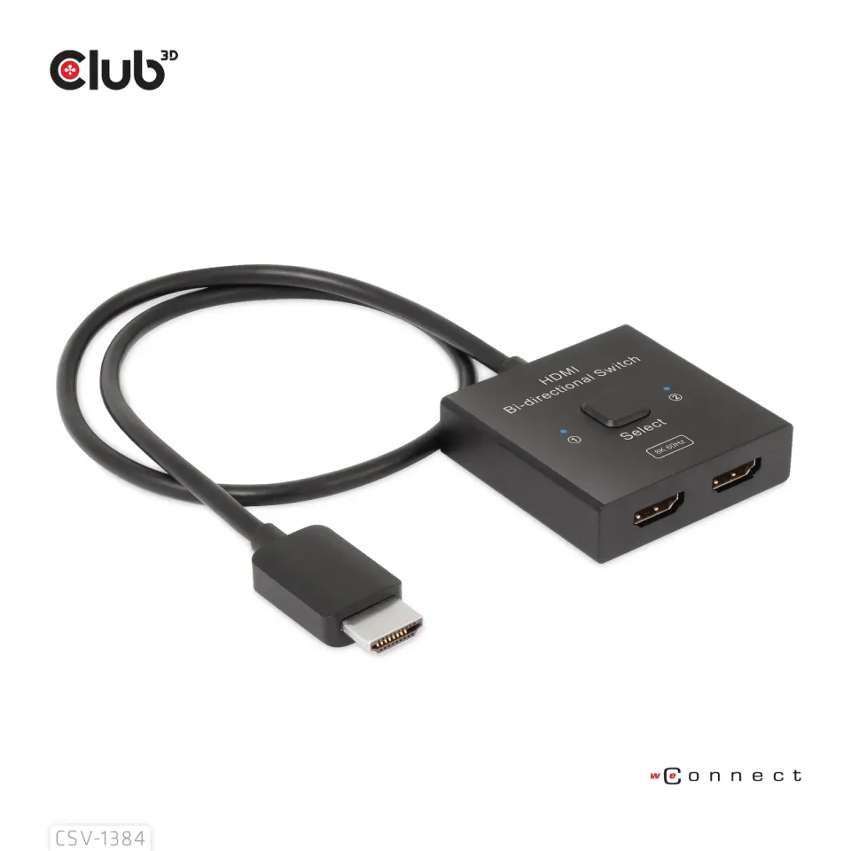 Club3D Switch, HDMI na 2xHDMI Oboustranný 2v1, 8K60Hz, 4K120Hz