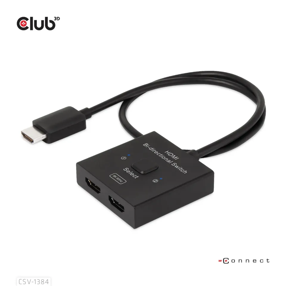 Club3D Switch, HDMI na 2xHDMI Oboustranný 2v1, 8K60Hz, 4K120Hz