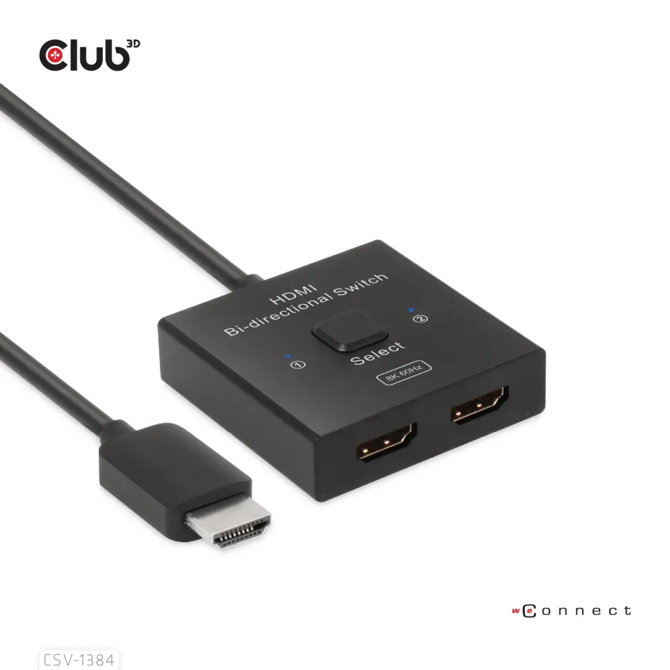 Club3D Switch, HDMI na 2xHDMI Oboustranný 2v1, 8K60Hz, 4K120Hz