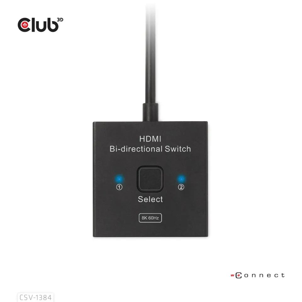 Club3D Switch, HDMI na 2xHDMI Oboustranný 2v1, 8K60Hz, 4K120Hz
