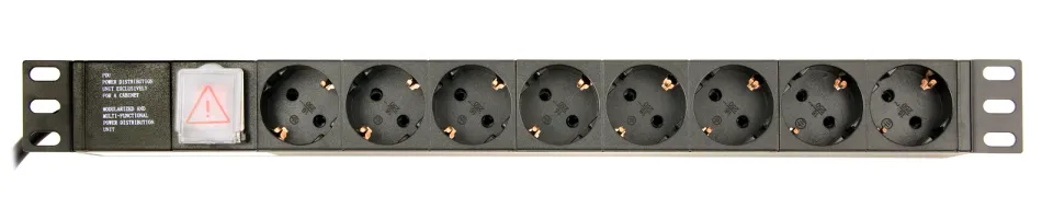 GEMBIRD rozvodná jednotka PDU s 8 zásuvkami Schuko, výška 1U, 10 A, zástrčka C14