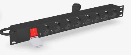 GEMBIRD rozvodná jednotka PDU s 8 zásuvkami Schuko, výška 1U, 10 A, zástrčka C14