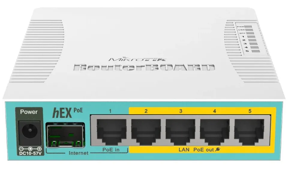 MIKROTIK RouterBOARD RB960PGS, hEX PoE, 800MHz CPU, 128MB RAM, 5xGLAN, USB, L4, PSU