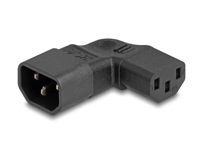 Delock Napájecí adaptér IEC 60320 – z C14 na C13, zástrčka / zásuvka, 10 A, 90°,