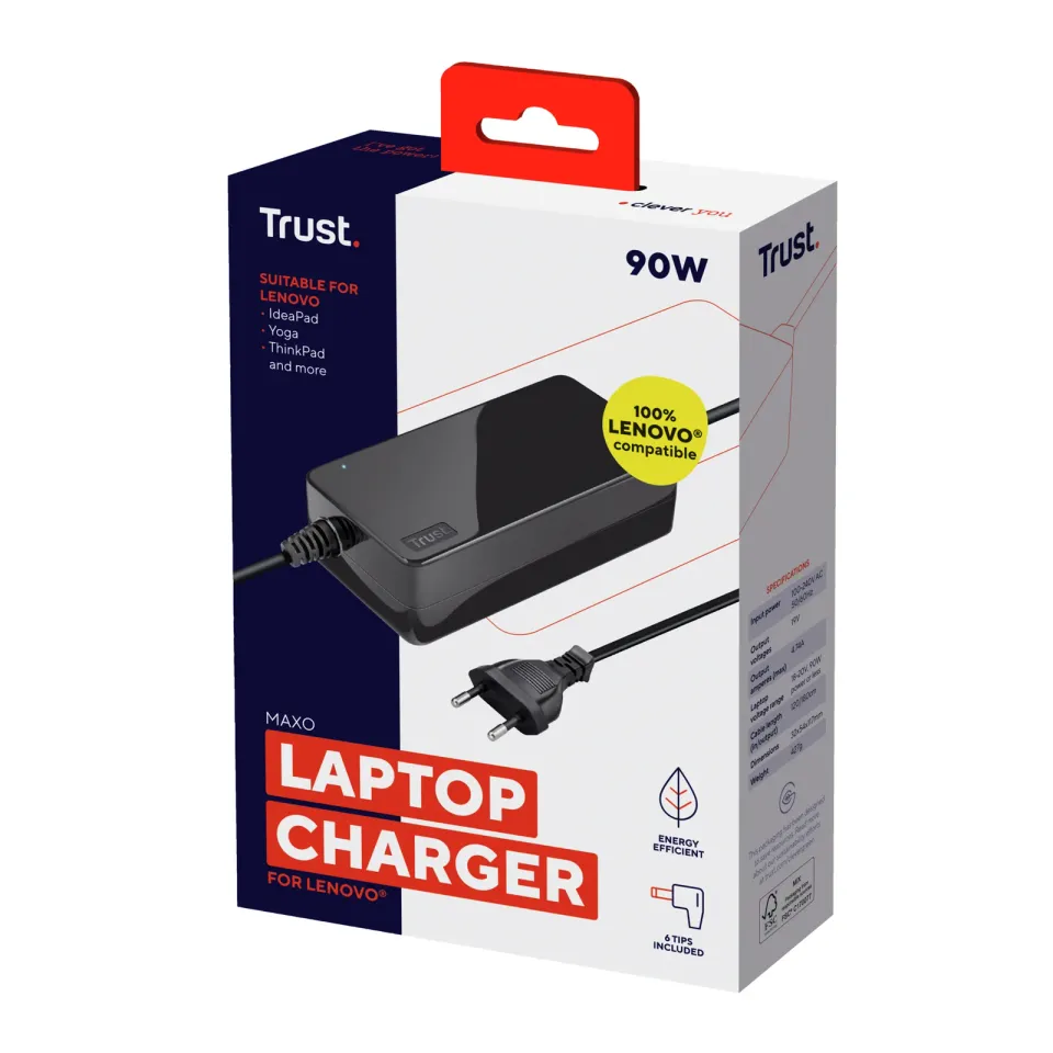 TRUST napájecí adaptér MAXO pro notebooky LENOVO 90W, vč. koncovek