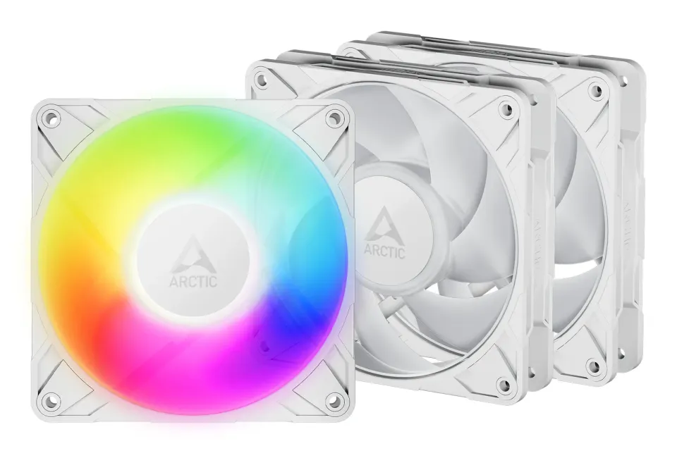 ARCTIC P12 Pro A-RGB (bílá) 3-Pack - 120mm A-RGB PWM ventilátor s rozdělovačem kabelů