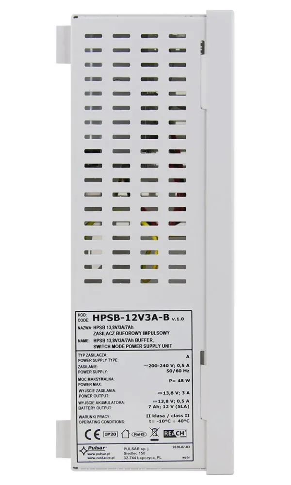 PULSAR HPSB-12V3A-B záložní impulzní napájecí zdroj 13,8V/3A/7Ah