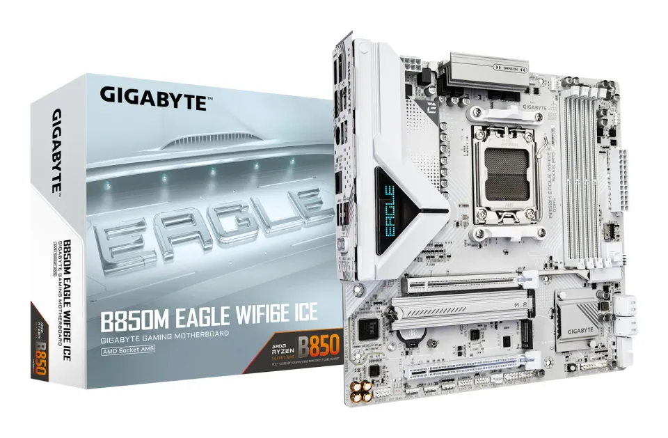 GIGABYTE MB Sc AM5 B850M EAGLE WF6E ICE, AMD B850, 4xDDR5, 1xHDMI, 2xDP, Wifi, mATX