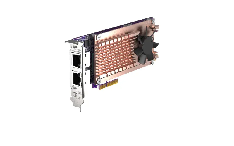 QNAP QM2 series, 2 x PCIe 2280 M.2 SSD slots, PCIe Gen3 x 4 , 2 x Intel I225LM 2.5GbE NBASE-T port