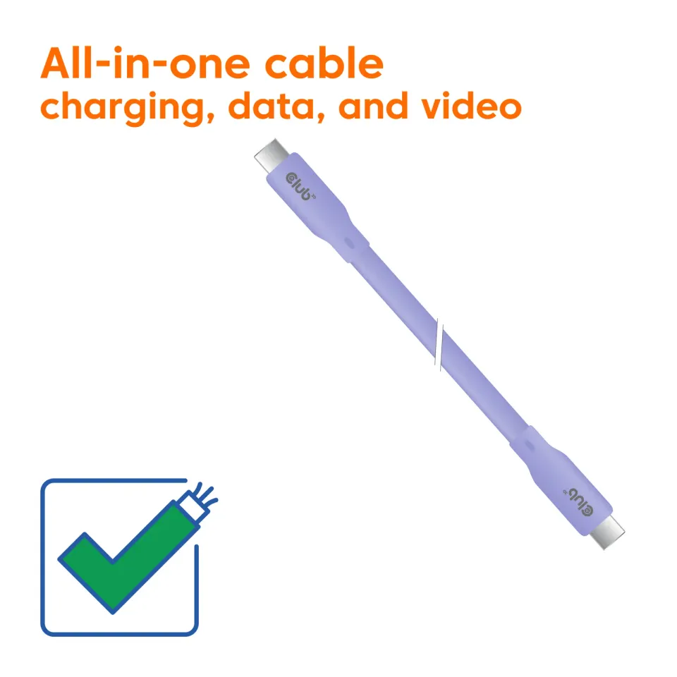 Club3D Kabel USB-C 4.0, 20Gbps, 4K60Hz, PD 240W, 2m, fialová