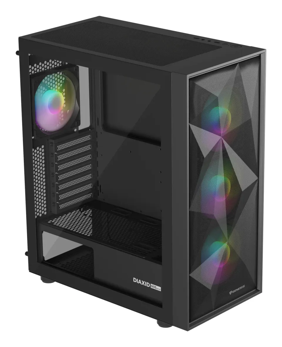 Počítačová skříň Genesis DIAXID 605 ARGB/Midi Tower/Transpar./Černá