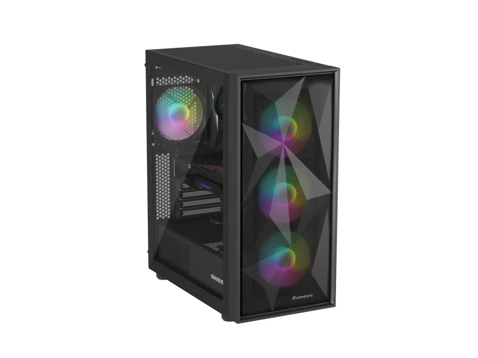 Počítačová skříň Genesis DIAXID 605 ARGB/Midi Tower/Transpar./Černá