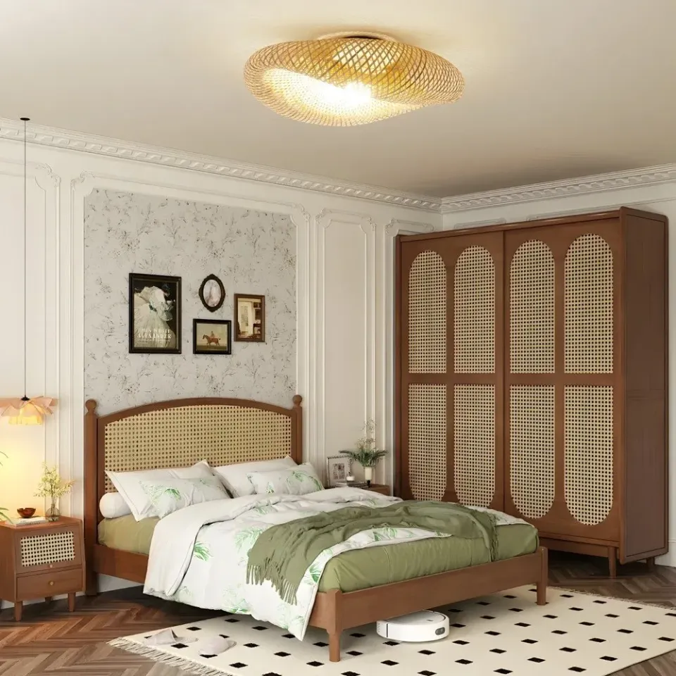 IMMAX BOHO HILO designové stropní svítidlo, D80cm, E27, bambus