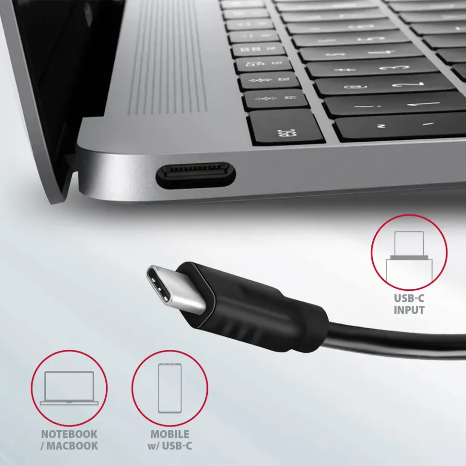 AXAGON HMC-4G2, USB-C 3.2 Gen 2 10 Gb/s hub, porty 2x USB-A + 2x USB-C, kabel US