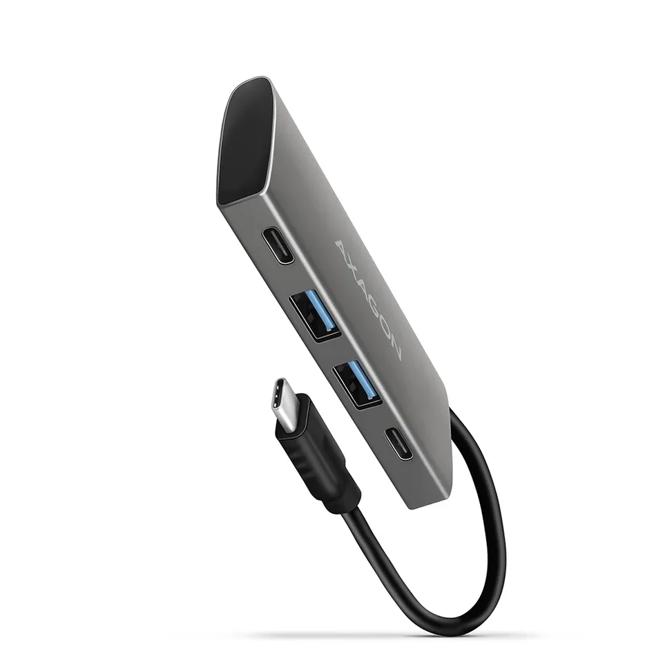 AXAGON HMC-4G2, USB-C 3.2 Gen 2 10 Gb/s hub, porty 2x USB-A + 2x USB-C, kabel US