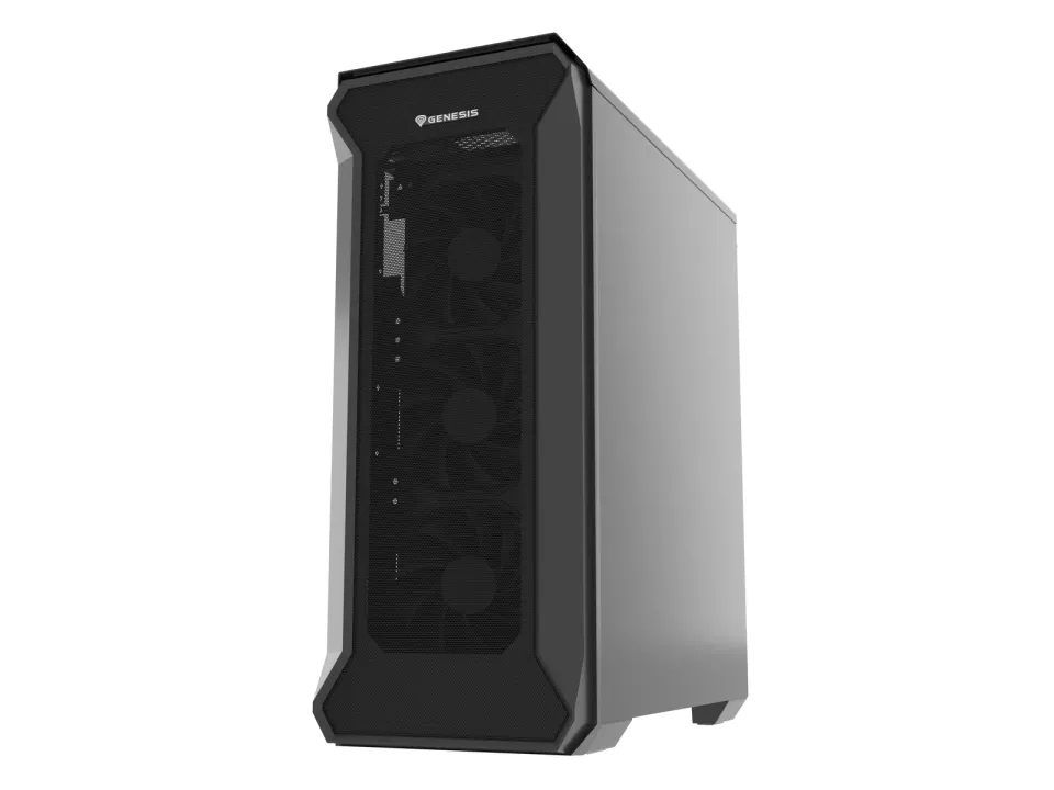 Počítačová skříň Genesis IRID 505F/Midi Tower/Transpar./Černá