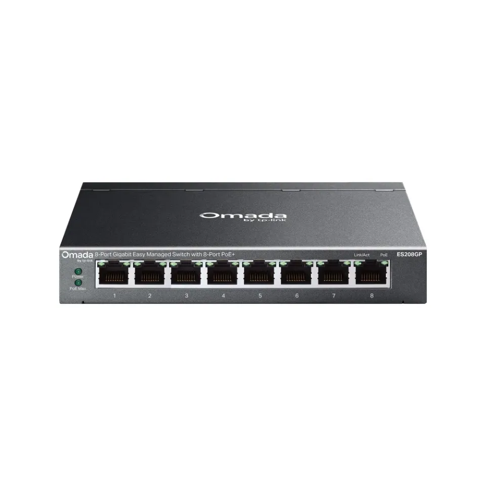 TP-Link ES208GP Omada 8portový gigabitový Easy Managed switch s 8 porty PoE+