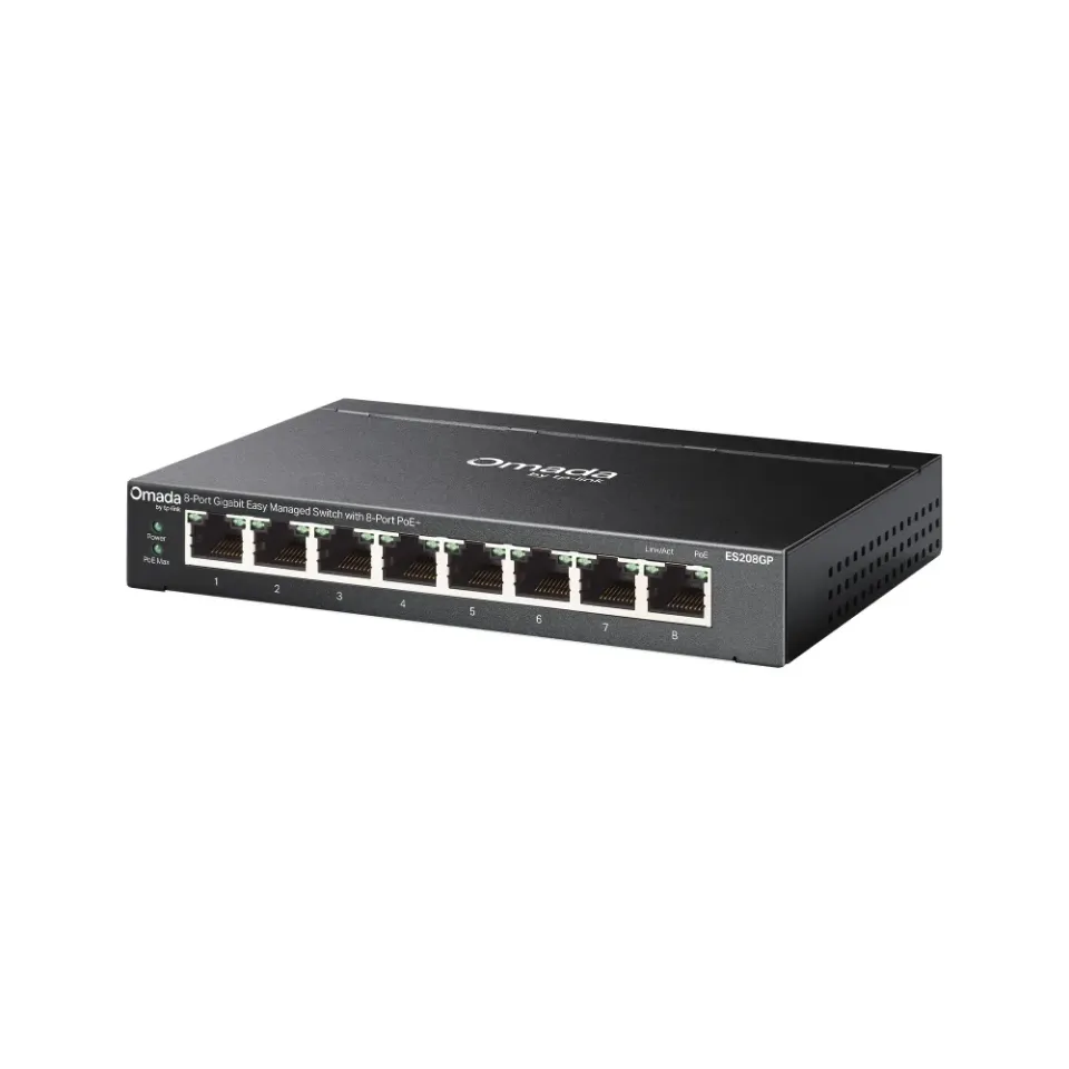 TP-Link ES208GP Omada 8portový gigabitový Easy Managed switch s 8 porty PoE+