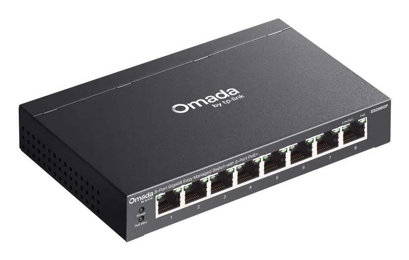 TP-Link ES208GP Omada 8portový gigabitový Easy Managed switch s 8 porty PoE+