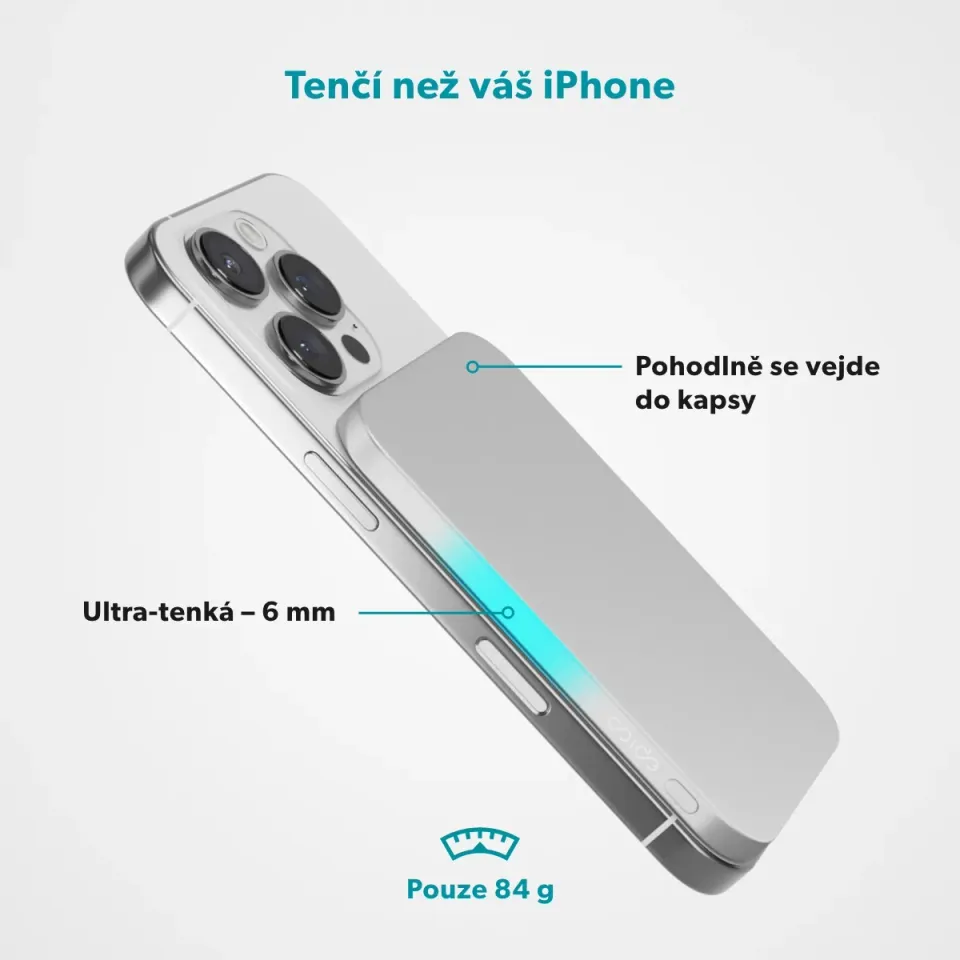 Epico 3000mAh Alu Mag+ PowerBanka EM31 - stříbrná