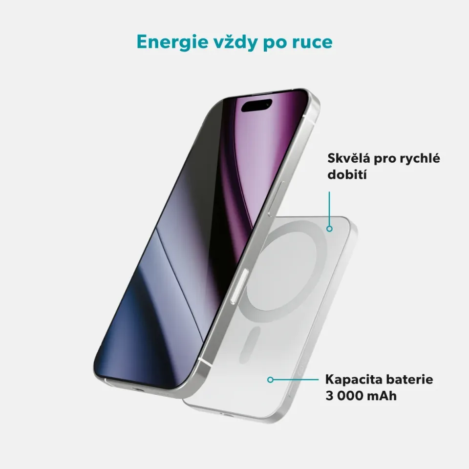 Epico 3000mAh Alu Mag+ PowerBanka EM31 - stříbrná
