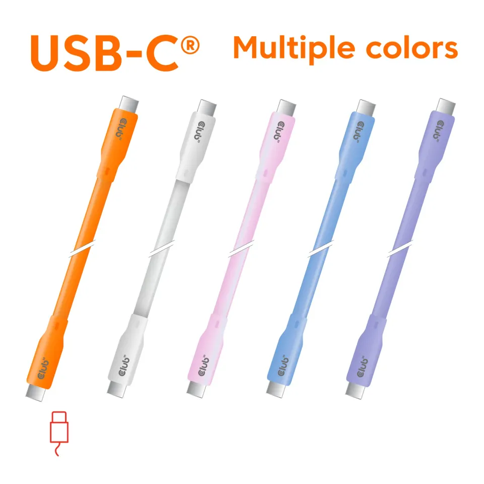 Club3D Kabel USB-C 4.0, 20Gbps, 4K60Hz, PD 240W, 2m, růžová