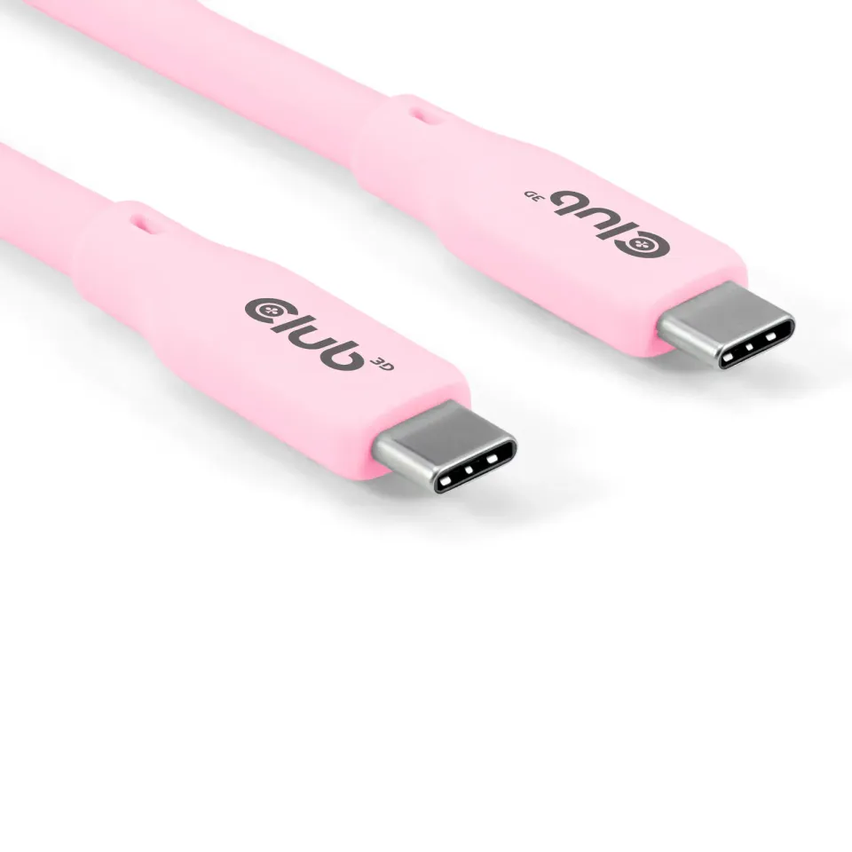 Club3D Kabel USB-C 4.0, 20Gbps, 4K60Hz, PD 240W, 2m, růžová