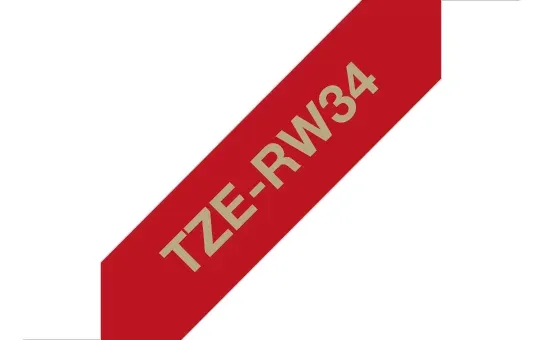 Brother - TZe-RW34 vínově červená / zlatá (12mm, 4m, pruhovaná)
