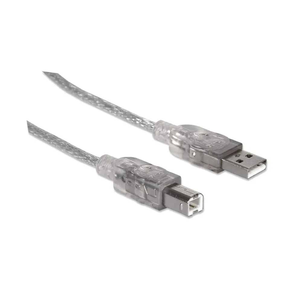 MANHATTAN Kabel USB 2.0 A-B propojovací 5m (stříbrný)