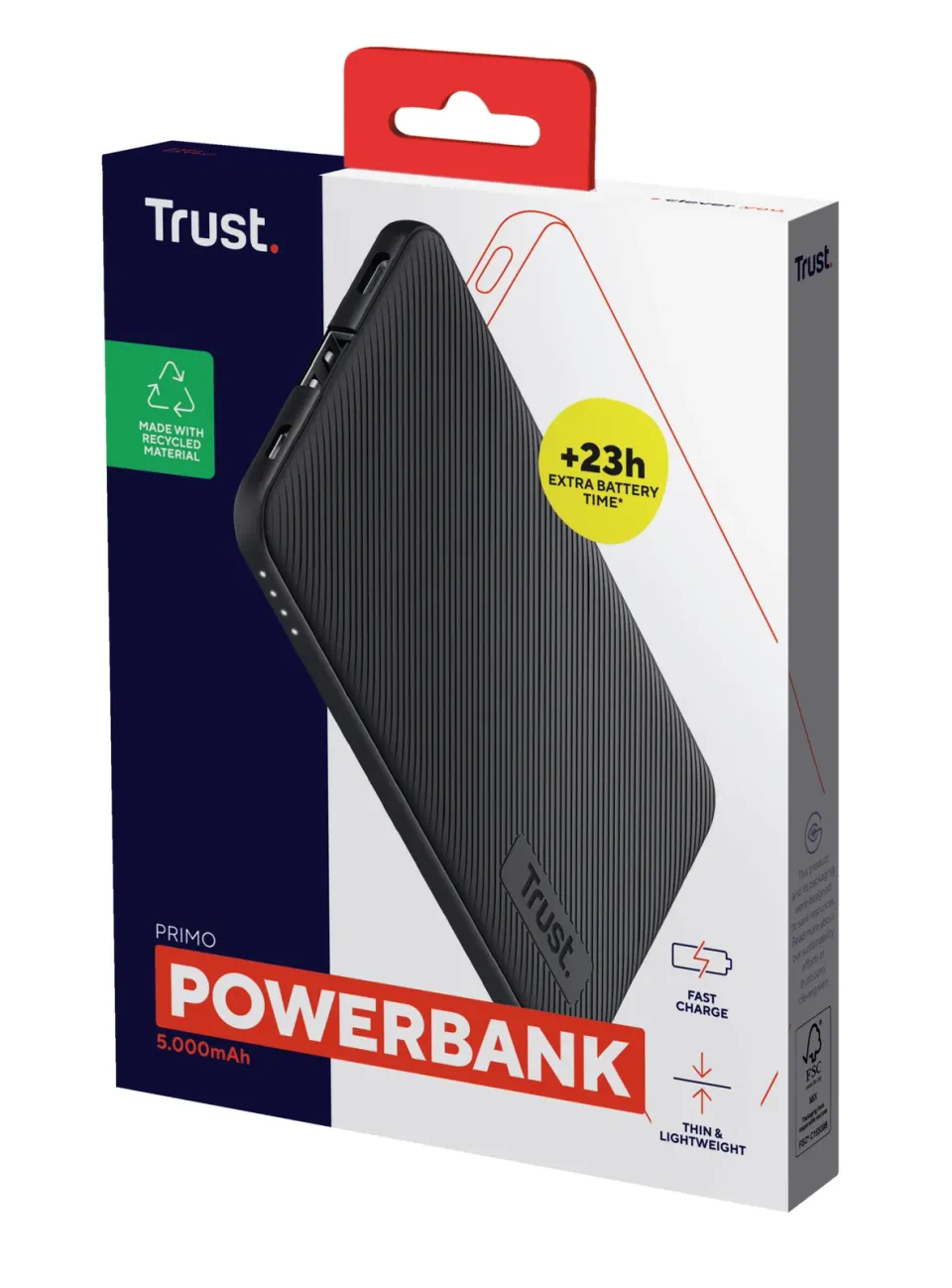 TRUST powerbanka Primo Powerbank 5000 mAh ECO, černá