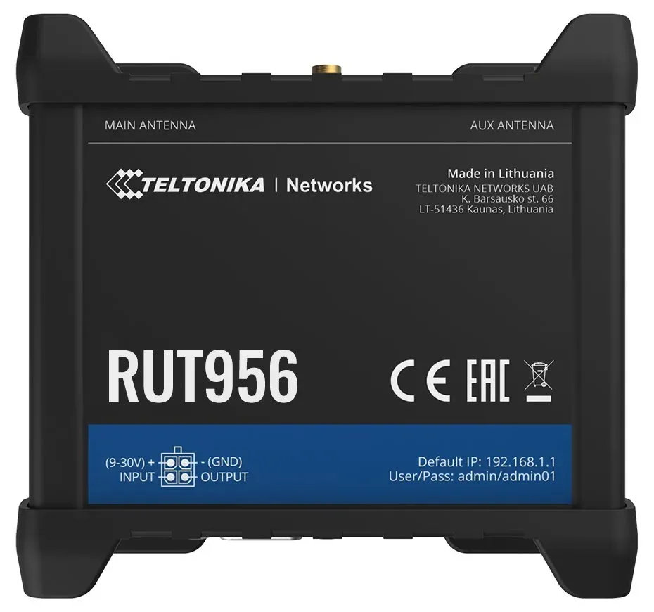Teltonika LTE Wi-Fi Router RUT956, 2,4 GHz, 802.11b/g/n, 2/3/4G, LTE, GPS, 4x DI/DO