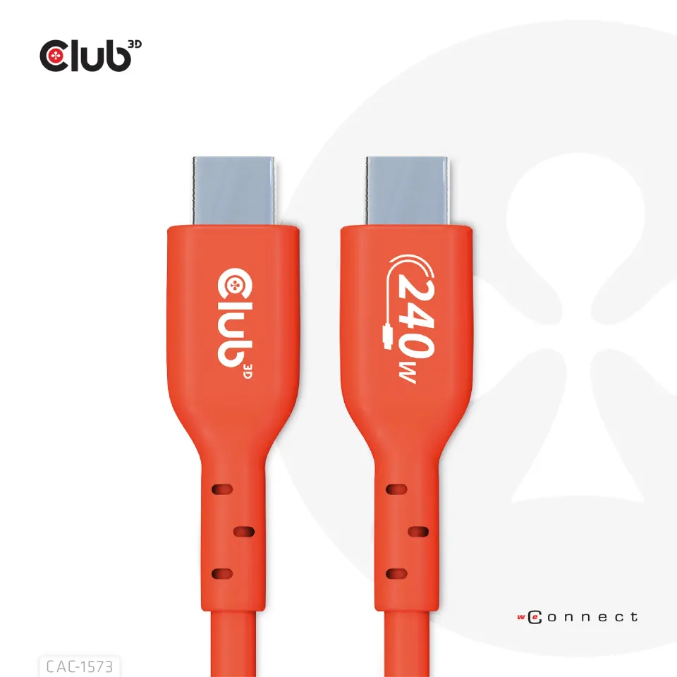 Club3D kabel USB-C, Oboustranný USB-IF Certifikovaný data kabel, Data 480Mb,PD 240W(48V/5A) EPR M/M 2m