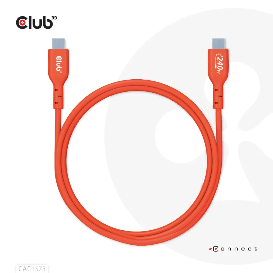 Club3D kabel USB-C, Oboustranný USB-IF Certifikovaný data kabel, Data 480Mb,PD 240W(48V/5A) EPR M/M 2m