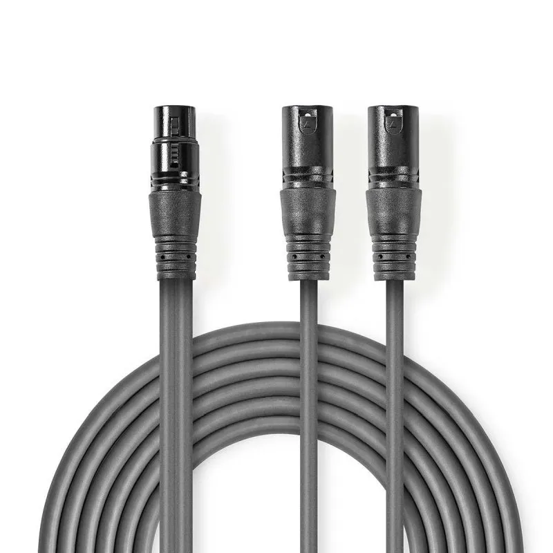 Nedis COTH15020GY15 - Vyvážený XLR Audiokabel | 2x XLR 3pinová Zástrčka – XLR 3p