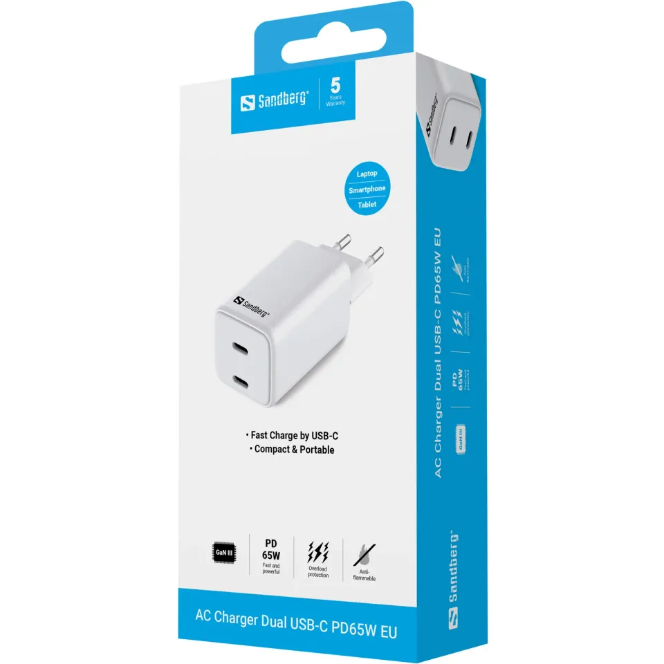 Sandberg AC Charger Dual USB-C PD65W EU