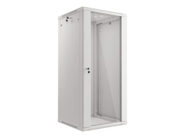 LANBERG RACKOVÁ SKŘÍŇ 19" NÁSTĚNNÁ 27U/600X600 (FLAT PACK) S PROSKLENÝMI DVEŘMI ŠEDÁ V2