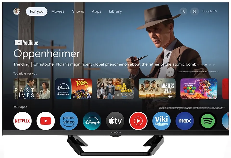 STRONG SMART LED TV 32"/ SRT32HG4723C/ HDR/ 1366x768/ DVB-T2/C/S2/ H.265/HEVC/ 2x HDMI/ USB/ Wi-Fi/ LAN/ F/ 12V GoogleTV
