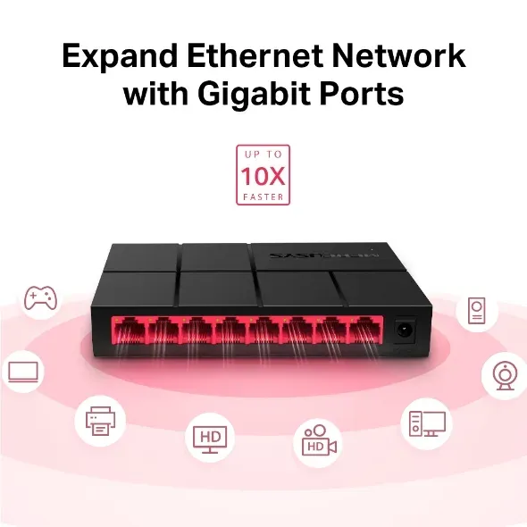 MERCUSYS switch MS108G (8xGbE, fanless)