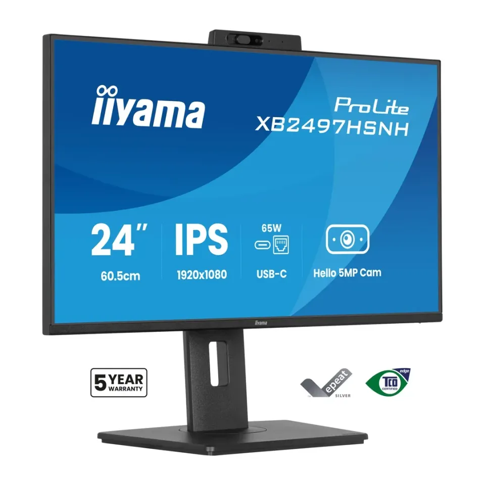 24" iiyama XB2497HSNH-B1:IPS,FHD,USB-C dock,cam