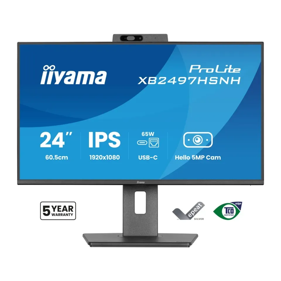 24" iiyama XB2497HSNH-B1:IPS,FHD,USB-C dock,cam