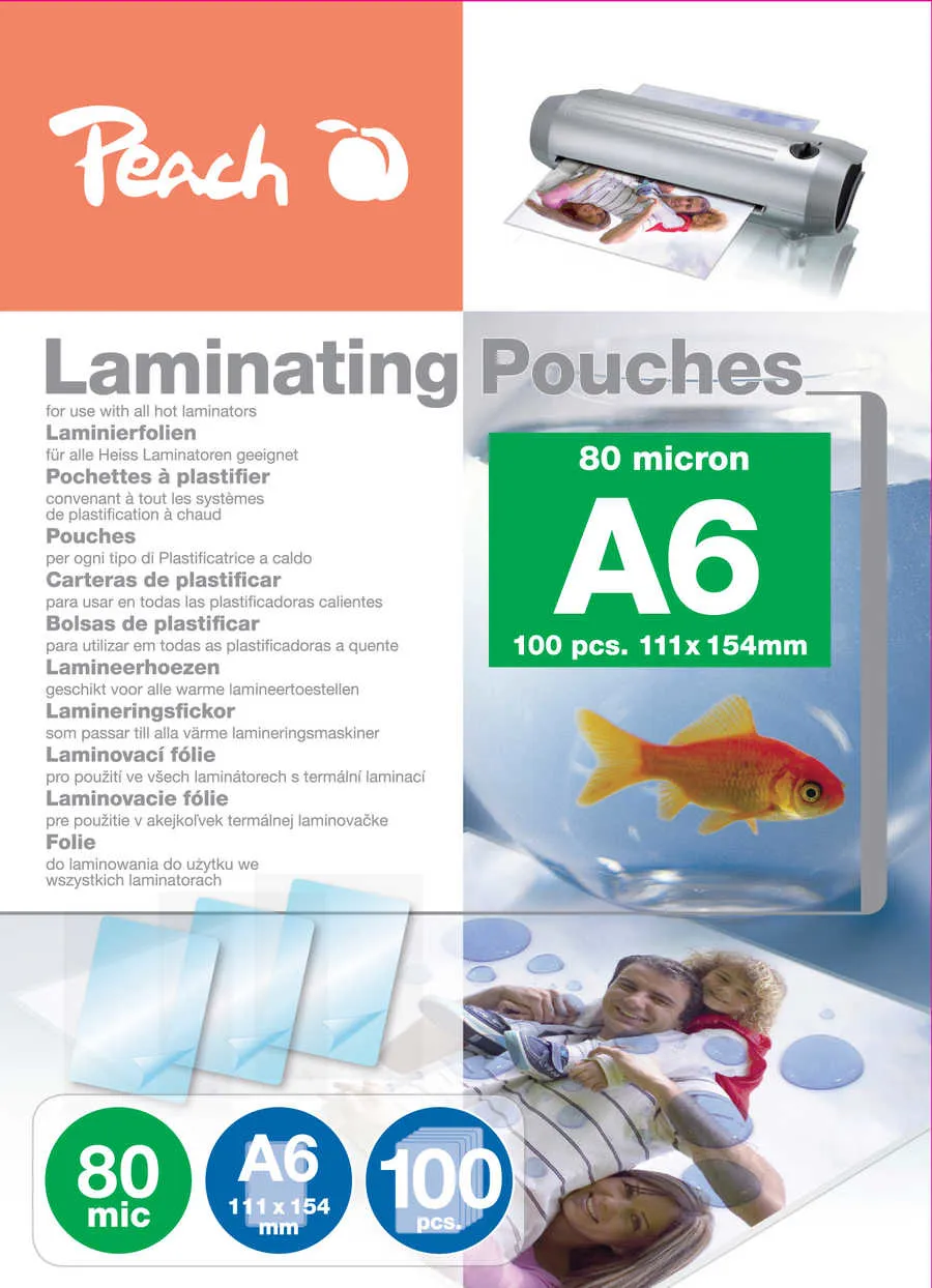 PEACH laminovací folie A6 (154x216mm), 80mic, 100ks