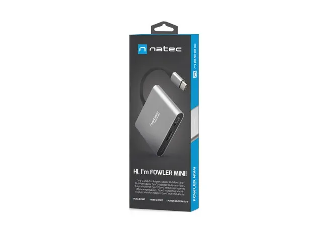 Natec multiport adaptér Fowler MINI USB-C PD, USB 3.0, HDMI 4K