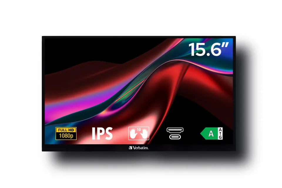 Verbatim PMT-15 Portable Touchscreen Monitor 15.6" Full HD 1080p Metal Housing Přenosný dotykový monitor