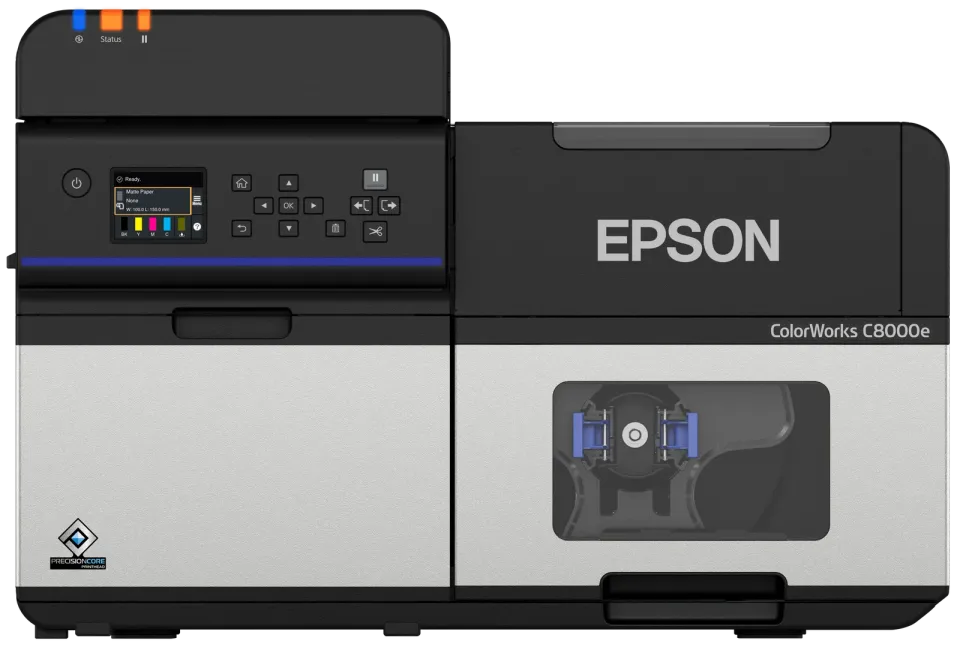 Epson ColorWorks C8000e (BK) – průmyslová barevná tiskárna štítků, lesklá černá, 300 mm/s, řezačka