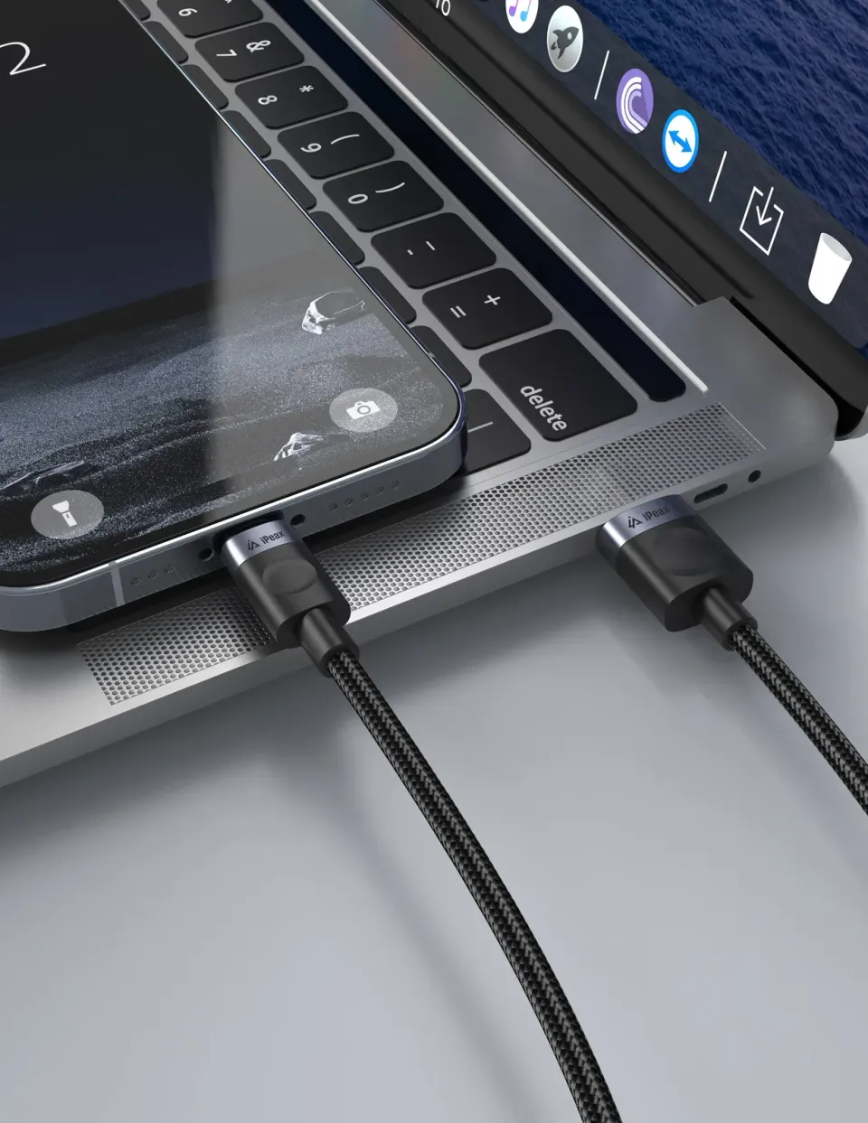 TEXTILNÍ KABEL USB-A / LIGHTNING 1M, USB 2.0 ČERNÝ