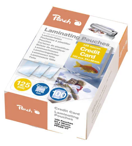 PEACH laminovací folie lesklé, 100ks Credit Card, 54x86mm, 125mic, lesklé
