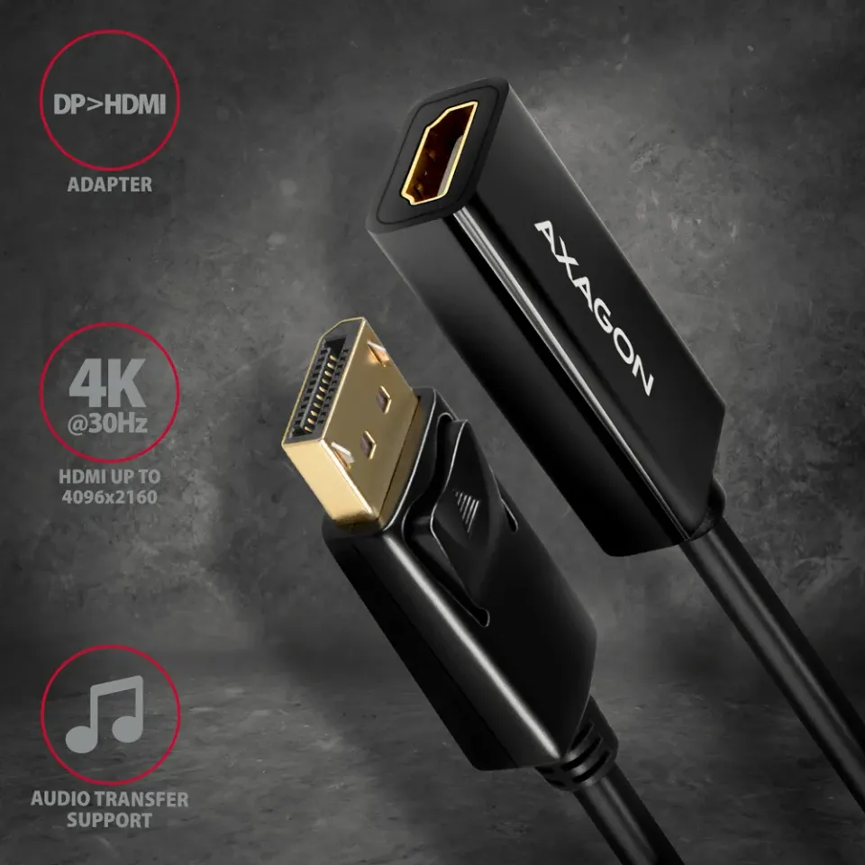 AXAGON RVD-HI14N, DisplayPort -> HDMI 1.4 redukce / adaptér, 4K/30Hz