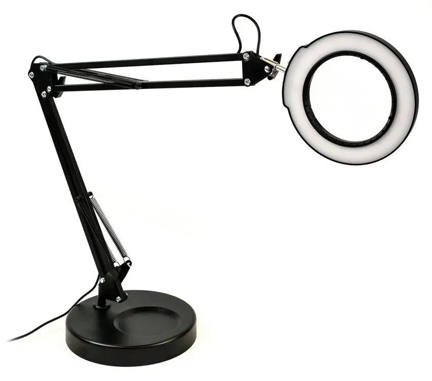 IMMAX LED stolní lampička ZOOM/ s lupou/ 12W/ 5V/2A/ 1200 lm/ stmívatelná/ černá